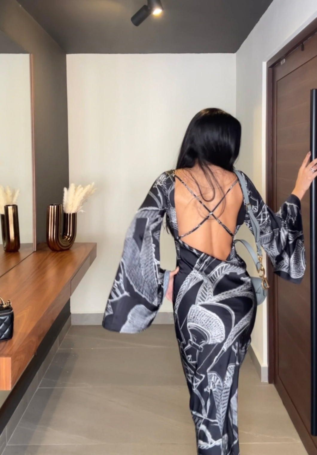 Safari maxi dress- black