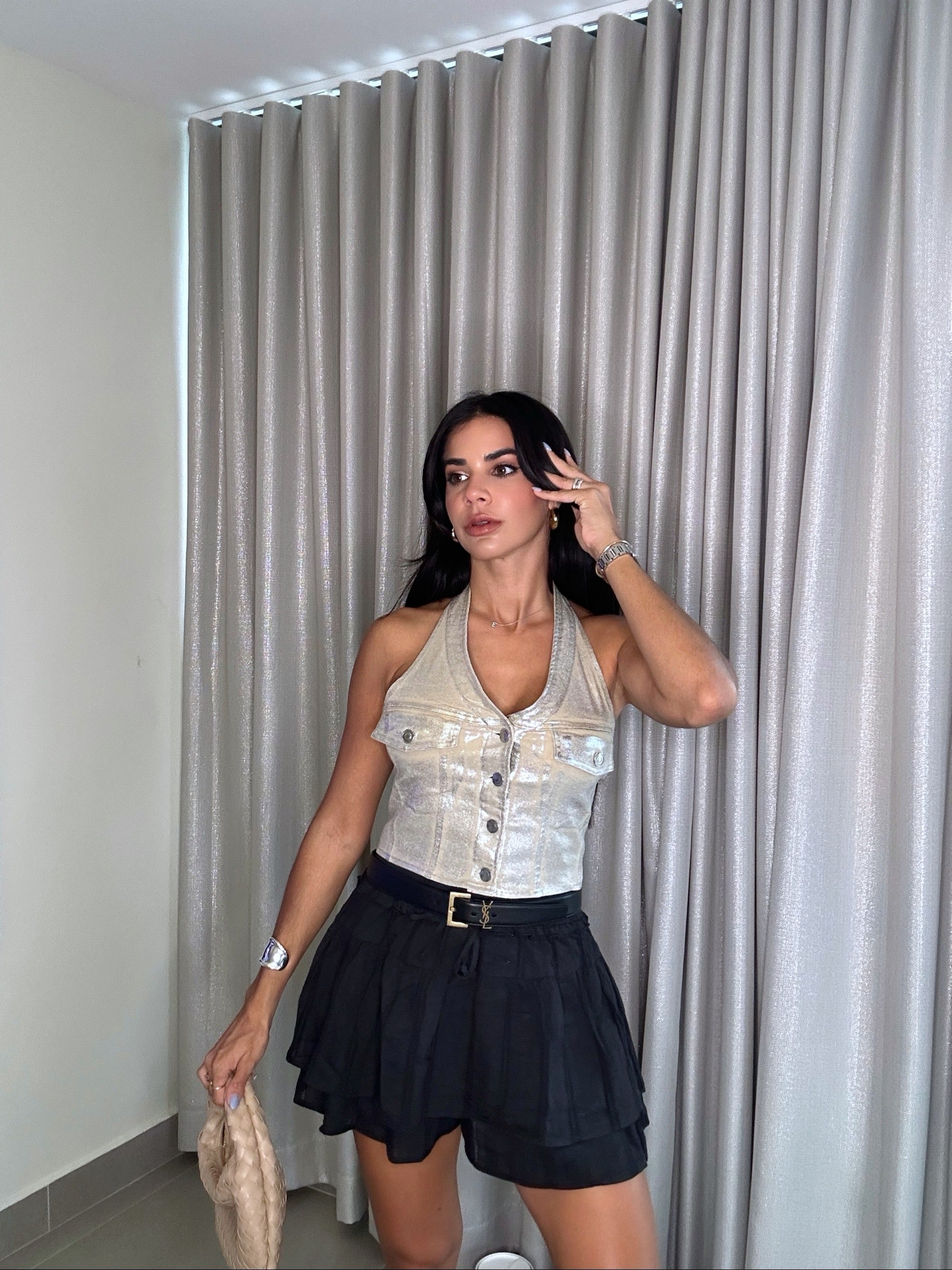 Eyelet boho skort