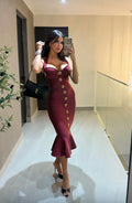 Wine bandage dress