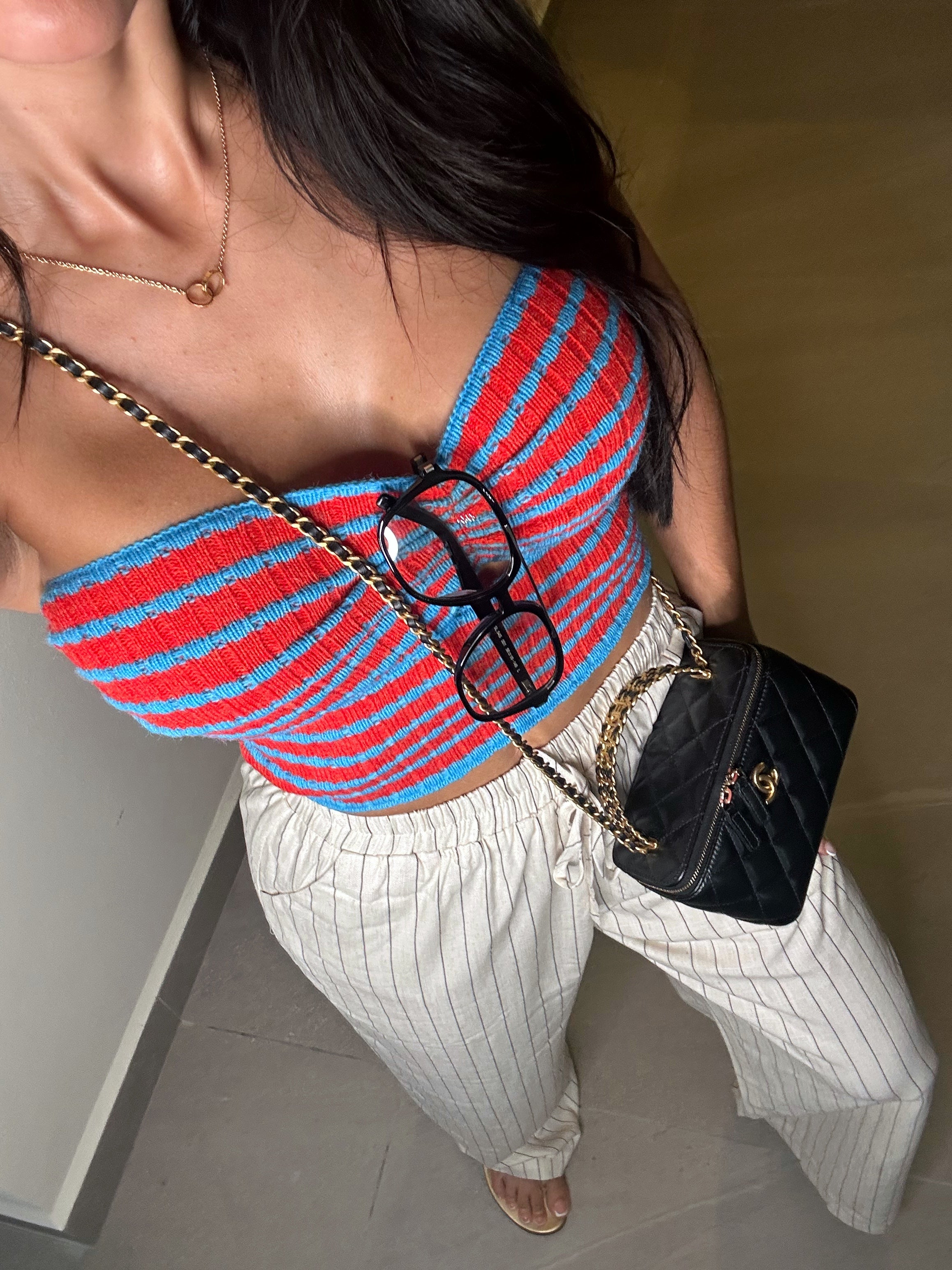 Oatmeal striped Linen pants