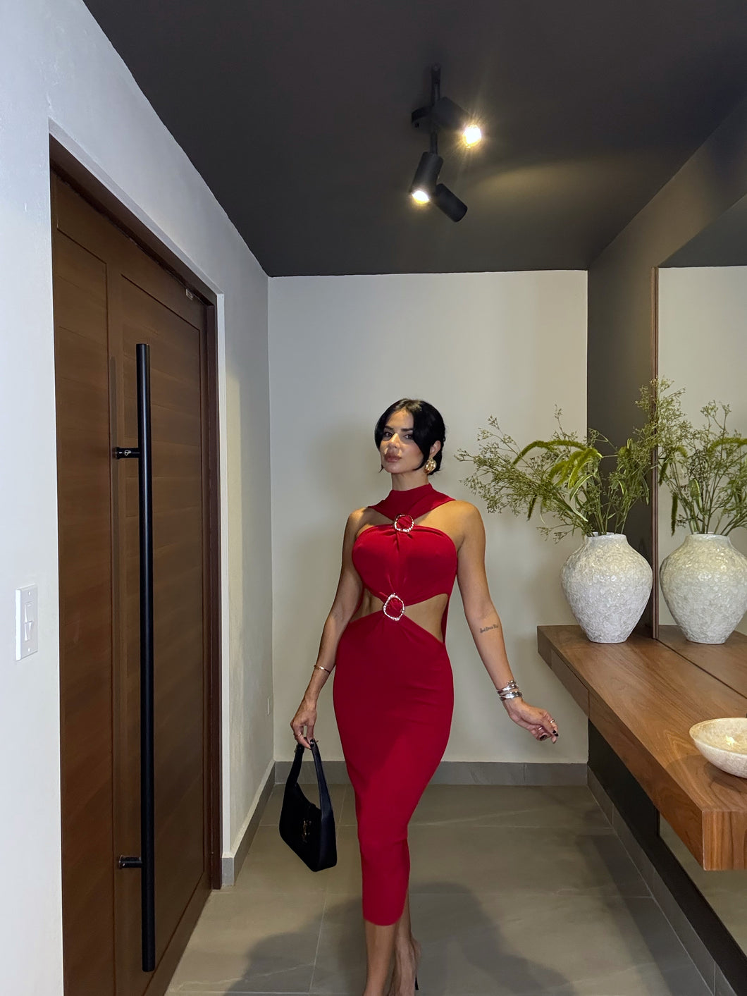 Twist Knit Dress - Red