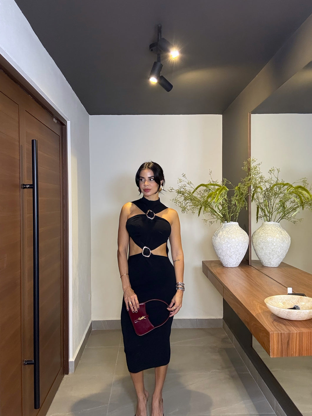 Twist Knit Dress- Black