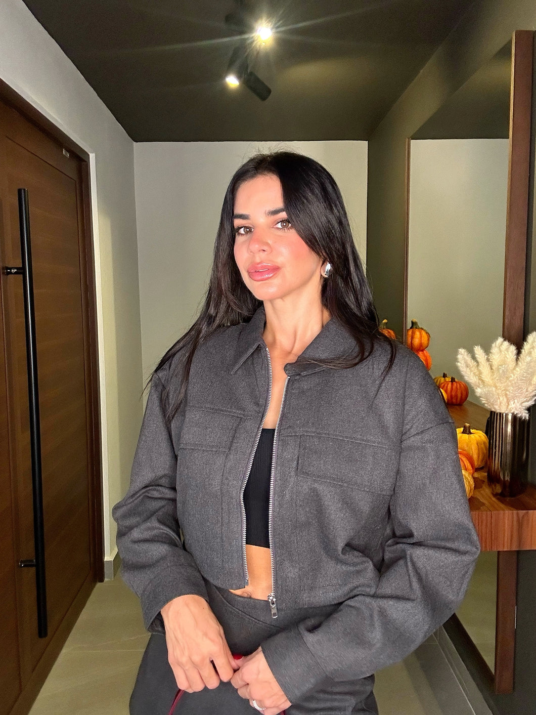 Charcoal long sleeve jacket