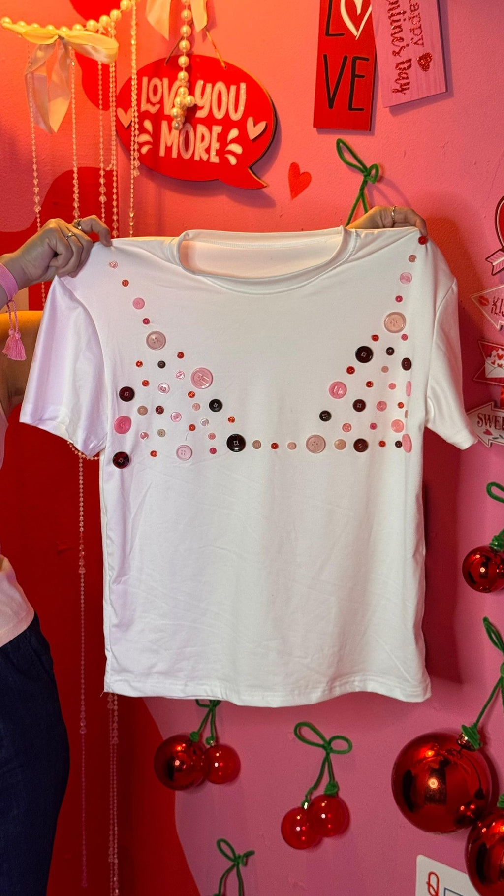 Pink Buttons Bra top