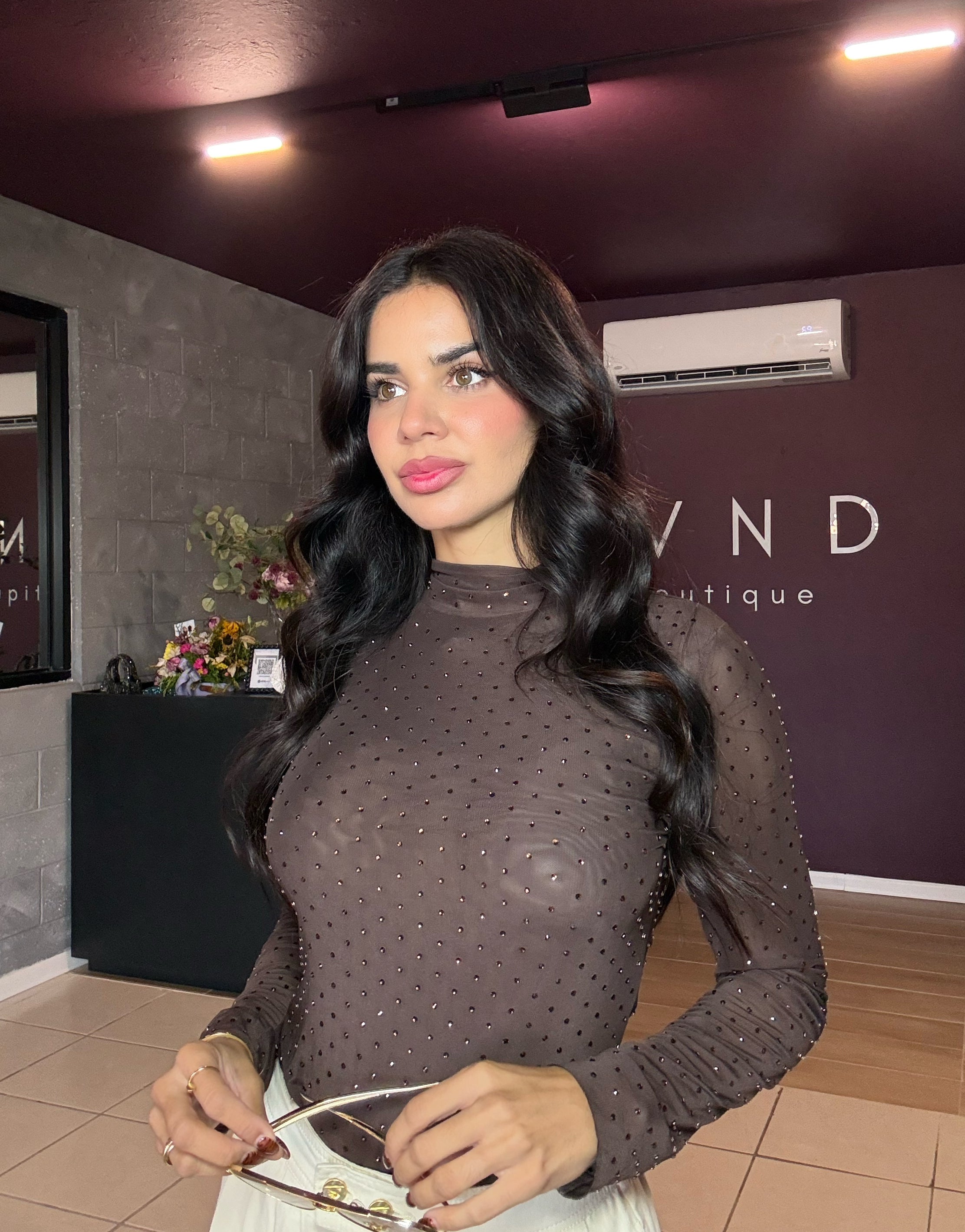 Jazmín Mesh Top- Brown