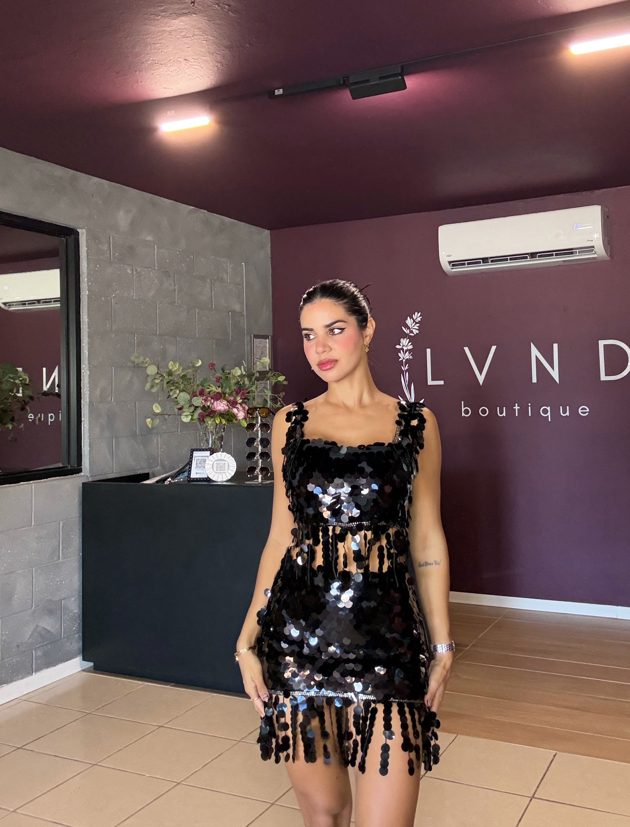 Leonora Sequins Set- black