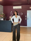 Brown trousers with scarf